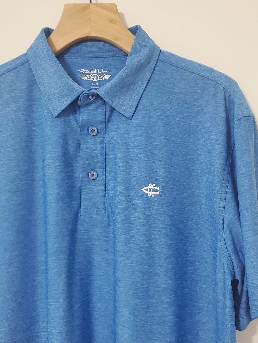 Straight Down Performance Golf Polo Shirt Blue Mens Large